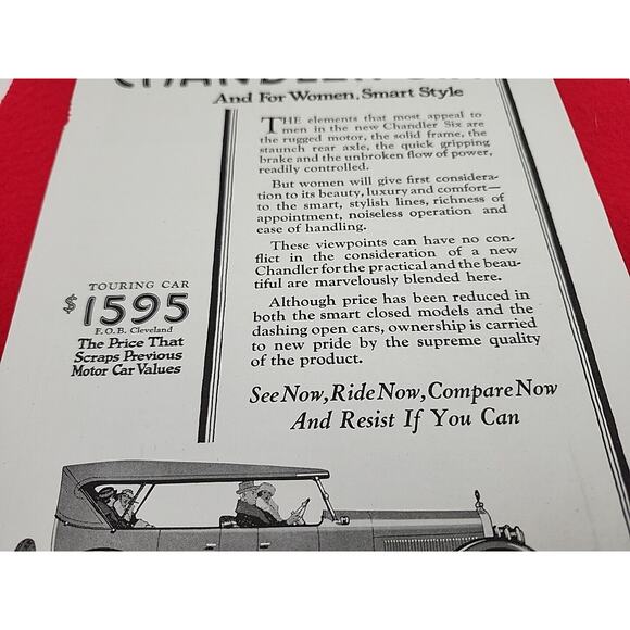 1922 Chandler Six: Power for Men and Women Smart Style Vintage Print Ad Ephemera - Picture 3 of 6